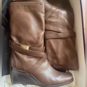 Stuart Weitzman Wrapapump Square Toe Wedge Boots